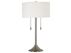 Kenroy Home Stowe 30 Inch Table Lamp In Brushed Steel Finish With A White Textured Drum Shade