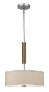 Forecast Lighting F1303-36U Embarcadero Two-Light Energy Efficient Pendant with Vanilla Fabric Shades, Satin Nickel with Wood Accents
