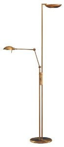 Holtkoetter Halogen Torchiere with Reading Swing-Arm, Antique Brass