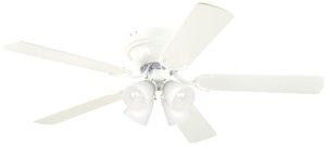 Westinghouse 7871500 Contempra IV Four-Light 52-Inch Five-Blade Indoor Ceiling Fan, White with Frosted Ribbed-Glass Shades