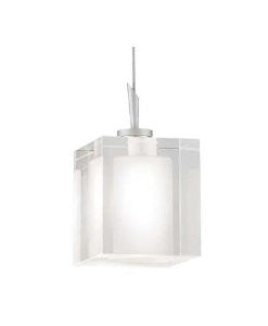 Alfa Lighting P92QJ-CHR-CLR 12V Crystal Cube Pendant with Quick Jack Adapter, Satin Nickel with Clear Shade