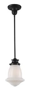 Landmark 69039-1 Schoolhouse 1-Light Pendant, 12-Inch, Oiled Bronze