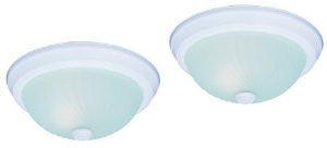 Park Madison Lighting PMC-9081-30 Twin Pack Flush Mount Ceiling Dome Fixtures with Frosted Swirl Glass in Textured White Finish, 11-Inch