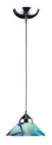 Elk 1477/1CAR 1-Light Pendant In Polished Chrome with Caribbean Glass