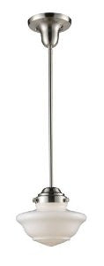 Landmark 69042-1 Schoolhouse 1-Light Pendant, 8-Inch, Satin Nickel