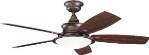 Kichler Lighting 310104WCP Cameron 52-Inch Ceiling Fan, Weathered Copper Powder Coat Finish with ABS Reversible Dark Walnut/Medium Walnut Blades and Integrated Downlight