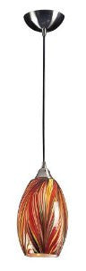 Elk 517-1M 1-Light Pendant In Satin Nickel with Multi Colors Swirled Glass