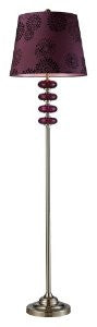 Dimond D1881 18-Inch Width by 71-Inch Height Vidrio Floor Lamp in Brushed Steel and Plum Blown Glass with Purple Flocked Faux Silk Shade