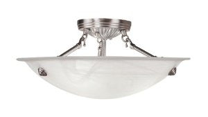 Livex Lighting 4273-91 North Port 3 Light Brushed Nickel Semi Flush Mount with White Alabaster Glass
