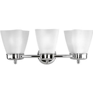 Progress Lighting P3242-15 3-Light Wall Sconce with Etched Opal Glass, Polished Chrome