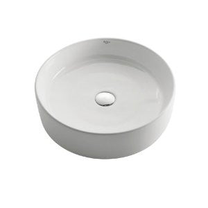 KRAUS KCV-140 Round Ceramic Sink, White