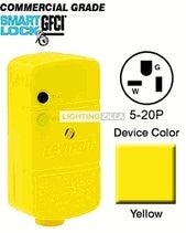 Leviton 6894 20-Amp, 125-Volt, Plug, Straight Blade, GFCI Ground Fault, Manual Reset, Angle, Commercial Grade, Yellow