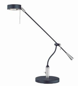 Lite Source LS-21165BLK/PS Alogene Table/Desk Lamp, Black And Polished Steel
