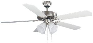 Canarm LTD St. James BPT 52 Alabaster Glass 4 Bulb Light Kit, 52-Inch Ceiling Fan with 5 Blades, White/Bleached Oak Blades