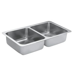 Moen G18210 1800 Series 18-Gauge Double Bowl Undermount Sink, Stainless Steel