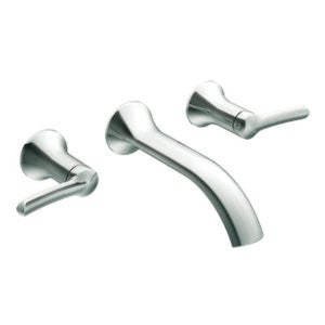 Moen Ts41706 Fina Two-Handle Low Arc Wall Mount Bathroom Faucet, Chrome