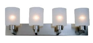Z-Lite 152-4V Cobalt Four Light Vanity, Metal Frame, Brushed Nickel Finish and White Linen Shade of Glass Material