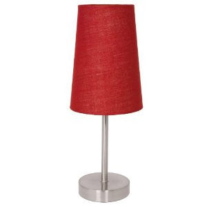 Home Design Brushed Nickel Table Lamp with Fabric Shade (Red)