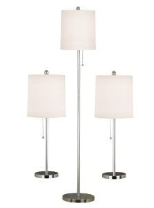 Kenroy Home 21016BS Selma Table and Floor Lamp, 3 Pack, Brushed Steel