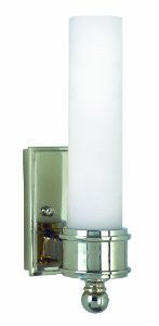 House Of Troy WL601-PC 10-1/4-Inch Cylinder Glass Wall Sconce, Polished Chrome with White Glass Shade