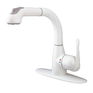 CleanFLO 8811 Single Handle Hi Arc Pull Out Faucet, White