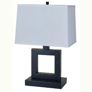 Ore International 8137B 22-Inch 100-Watt 3-Way Metal Table Lamp with Fabric Shade, Nickel