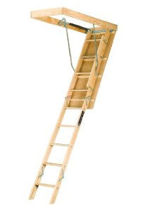 Louisville Ladder L254P 250-Pound Duty Rating Wooden Attic Ladder Fits 8-Foot 9-Inch to 10-Foot Ceiling Height, 25.5-by-54-Inch Rough Ceiling Opening