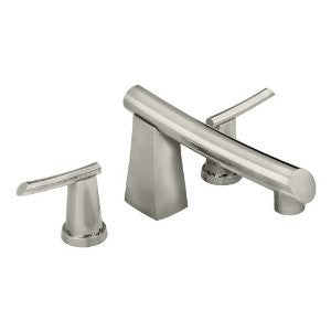 American Standard 7010.900.075 Green Tea Deck Mount Tub Filler, 8-Inch Cast Brass Spout, Metal Lever Handles, Stainless Steel