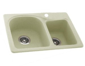 Swanstone KSDB-3322-037 33-Inch by 22-Inch Double Bowl Kitchen Sink, Bone Finish