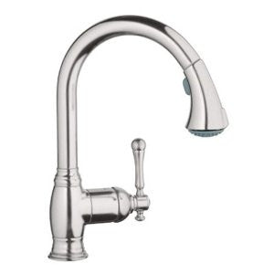 Grohe 33 870 ENE Bridgeford WaterCare Dual Spray Pull-Out Kitchen Faucet, Brushed Nickel