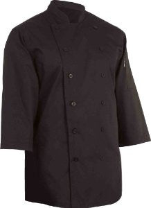 Chef Works S100-BLK 3/4 Sleeve Chef Shirt, Black, Size L