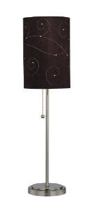 Lite Source LS-21360 Marrom Table Lamp, Polished Steel with Coffee Laser Cut Suede Shade