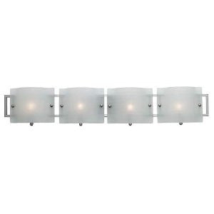 Access Lighting 53314-BS/CKF Nara 4-Light ADA Wall/Vanity Fixture, Brushed Steel Finish with Checkered Frosted Glass Shades