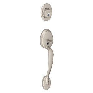 Schlage F58 PLY 619 Plymouth Exterior Handleset with Deadbolt, Satin Nickel