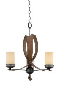 Varaluz 112C03B Aizen 3-Light Chandelier, Hammered Ore Finish with Tea Stained Creamy Glass Shades, 19-Inch by 24-Inch