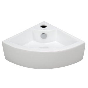 Elite Sinks EC9808 Porcelain Wall-Mounted Corner Sink, White