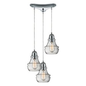 Elk Lighting 60057-3 Menlow Park 3-Light Pendant, 10 by 9-Inch, Polished Chrome Finish