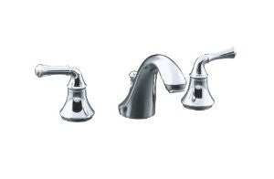 KOHLER K-10272-4A-CP Forte Widespread Lavatory Faucet with Traditional Lever Handles, Polished Chrome