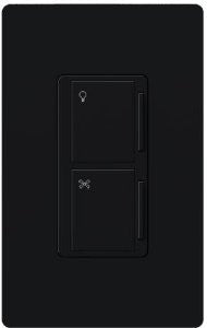 Lutron MA-ALFQ35-BL Maestro Companion Dual Dimmer and Fan Speed Control Switch, Black