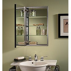 NuTone S468244X Beveled Medicine Cabinet with Three Adjustable Glass Shelves - 25" H x 4" D,