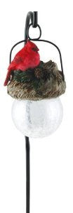 Moonrays 92260 Cardinal-Bird Sits on Hanging-Glow-Ball Solar Light, Garden Art, Cardinal Pendant Shape