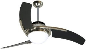 Craftmade JU54PLN Juna 54 Inch Ceiling Fan, Polished Nickel Motor with Flat Black Blades and Integrated Light Kit