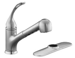 KOHLER K-15160-L-G Coralais Single Control Pullout Spray Kitchen Sink Faucet, Brushed Chrome