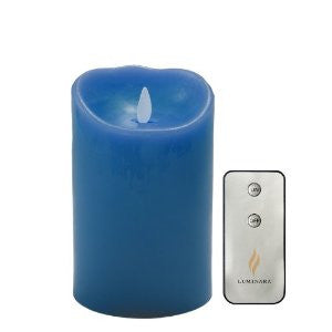 Luminara 5" Blue Flameless Wax Candle - with Timer and Remote