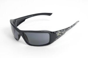 Edge Eyewear TXB216-S Brazeau Safety Glasses, Black Skull Series with Polarized Smoke Lens