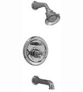 Jado 842/400/150 Hatteras Pressure Balance Tub and Shower Set, Cross Handles, Platinum Nickel