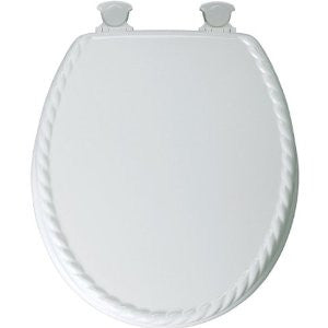 Mayfair 23EC 000 Rope Sculptured Molded Wood Toilet Seat with Lift-Off Hinges, Round, White