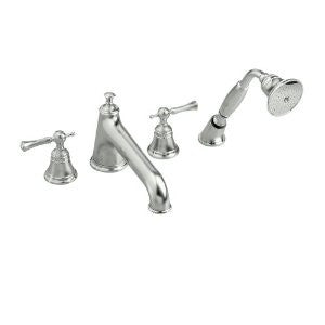 Jado 842/804/144 Hatteras Roman Tub Set with Low Spout with Hand Shower, Lever Handles, Brushed Nickel