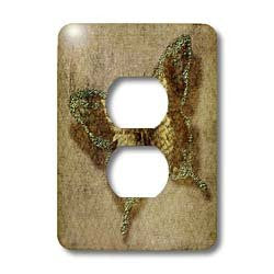 3dRose lsp_56240_6 Beige Inspirational Butterfly Whimsical Art Nature 2 Plug Outlet Cover
