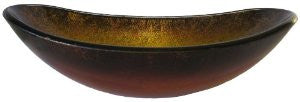 Novatto NOHP-G7012 21.5-Inch Width ORO Dark Red and Gold Hand Painted Slipper Glass Vessel Sink